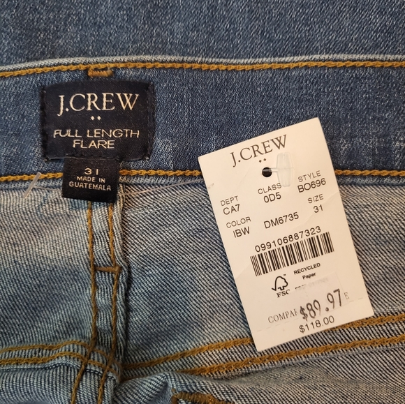 J CREW Full-Length Flare Jeans size 31 NWT - Picture 7 of 8